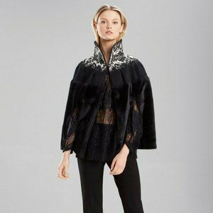 Josie Natori Bracade Fur Cape Jacket One Size New with Tags